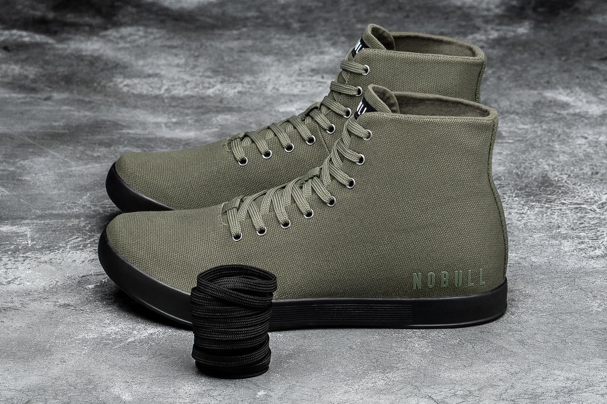 Nobull High-Top Canvas Men's Trainers Dark Green Black | Australia (XP2134)